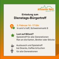 Lust auf Billard? - Spielezeit beim Dienstags-Bürgertreff