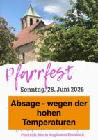Absage Pfarrfest Ebelsbach 2026