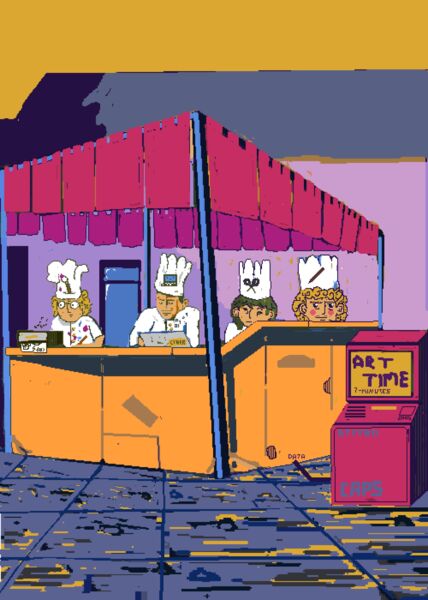 grafisches-restaurant-im-kunstleeren-raum