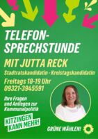Telefonsprechstunde mit Jutta Reck von BÜNDNIS 90/DIE GRÜNEN