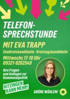 Telefonsprechstunde mit Eva Trapp von BÜNDNIS 90/DIE GRÜNEN