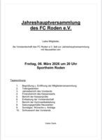 Jahreshauptversammlung 2026 des FC Roden e.V. mit Neuwahlen
