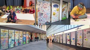 Kinder gestalten Baustellenkunst bei YORMA’S am Hauptbahnhof Würzburg